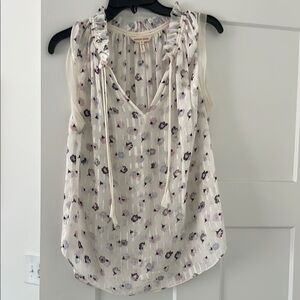 Floral Sleeveless Blouse - Cream and Pink